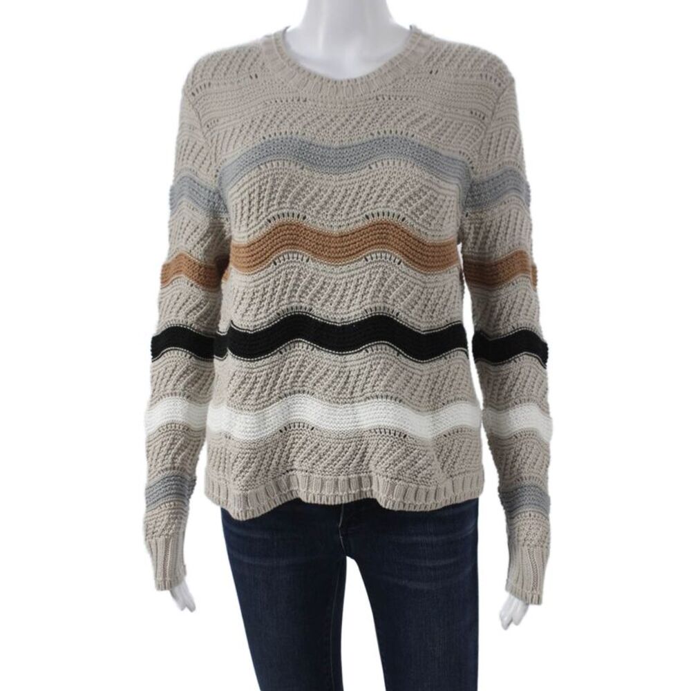 Cotton By Autumn Cashmere Women Pullover Sweater Beige Crewneck Size M